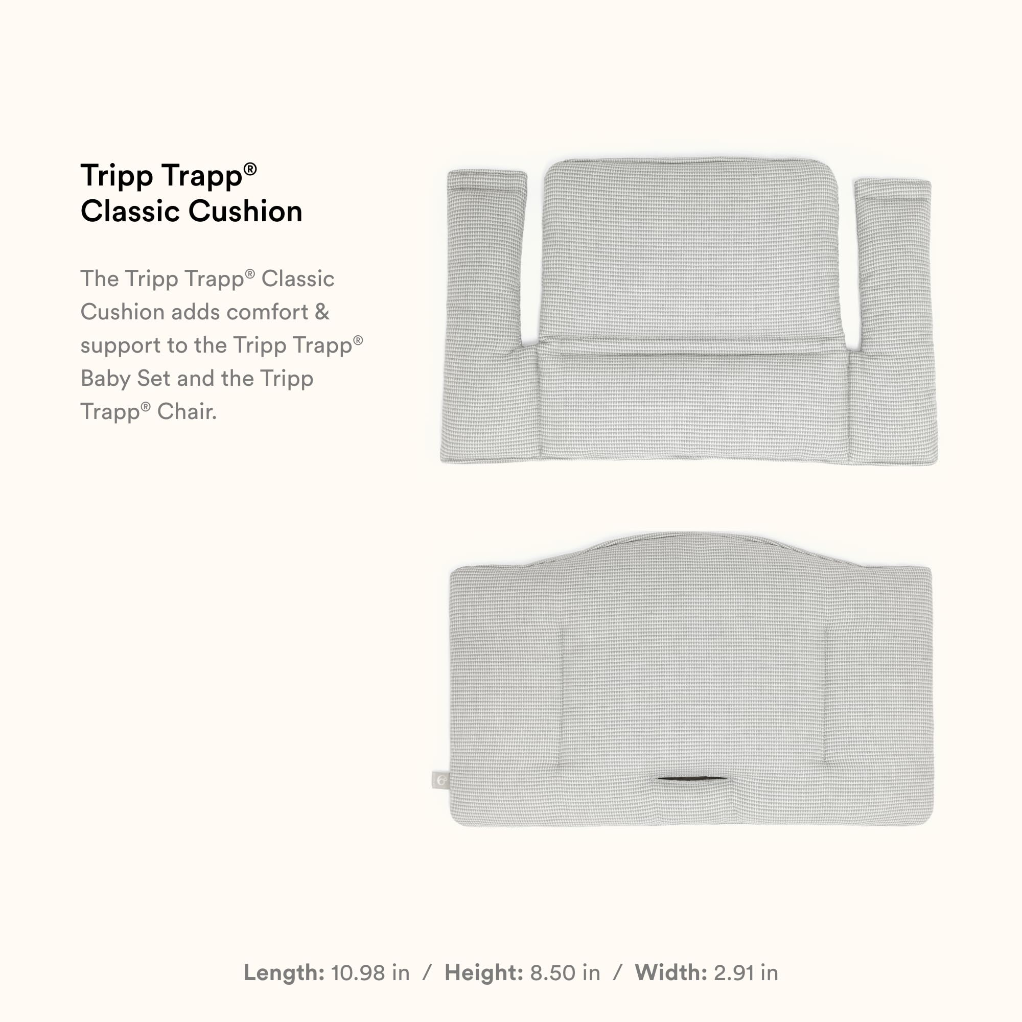 Stokke Tripp Trapp Classic Cushion 2 Nordic Grey attachment for easy installation