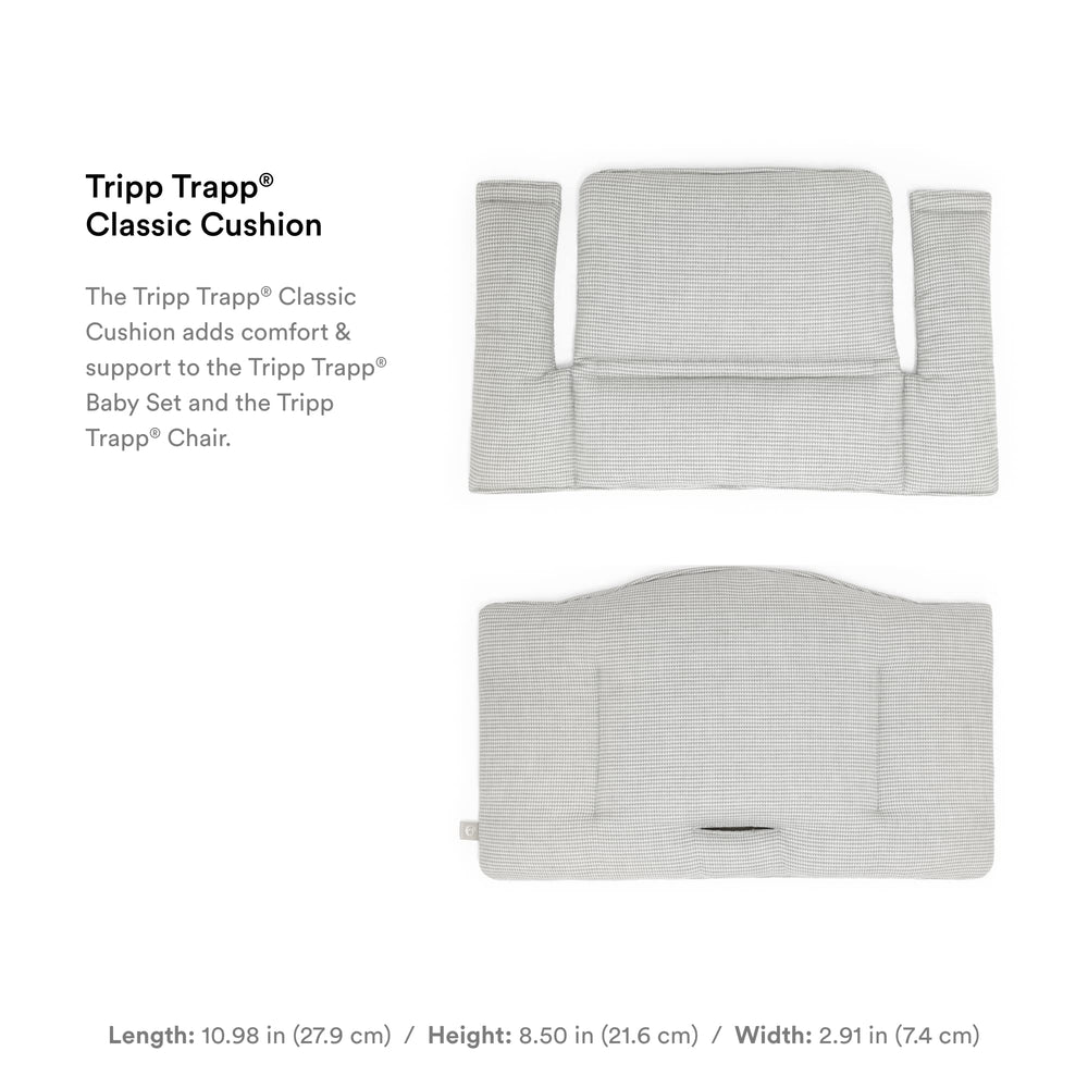 Stokke Tripp Trapp cushion Nordic Grey detailed stitching highlights soft fabric