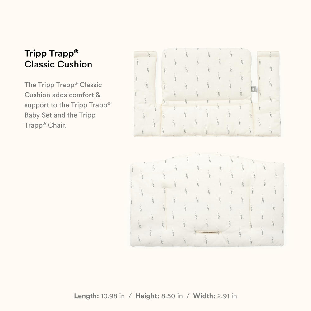 Stokke Tripp Trapp Cushion 2 Wheat Cream attached to the chair