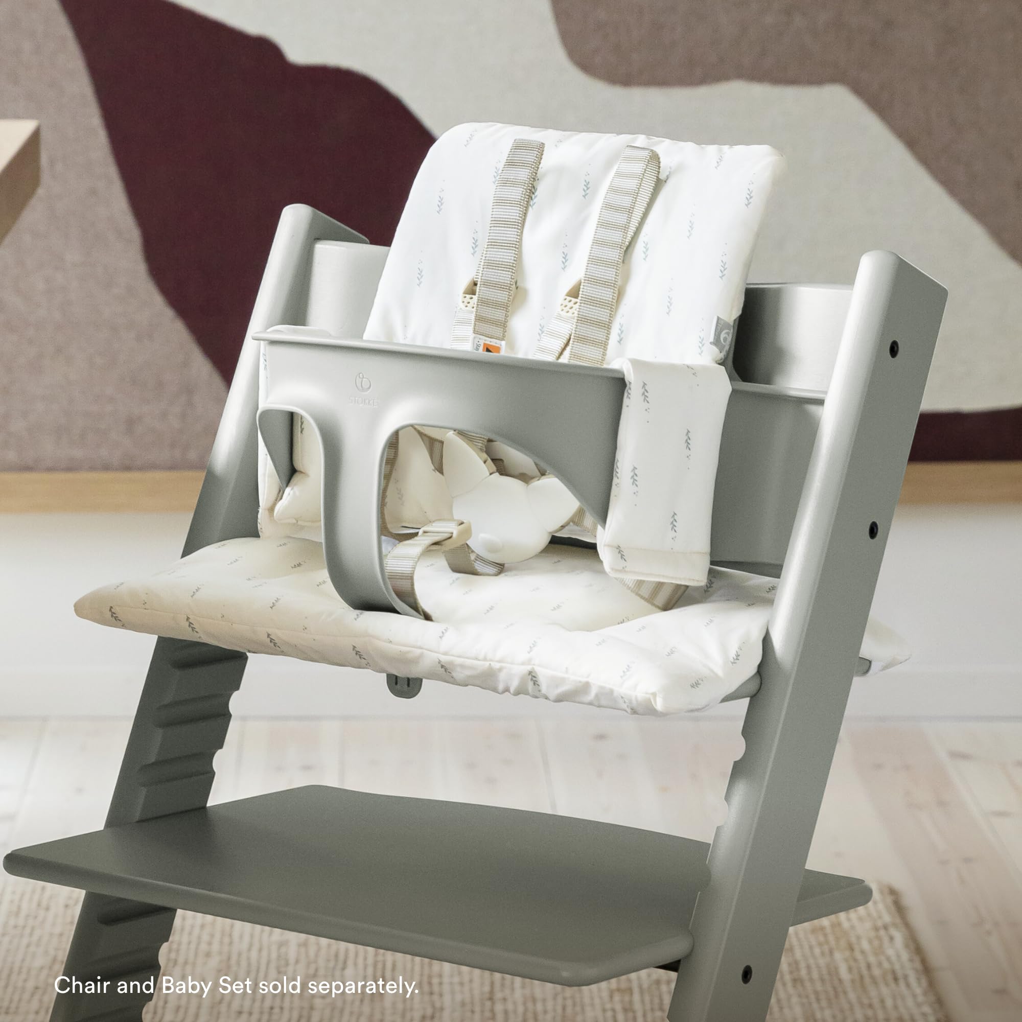 Stokke Tripp Trapp Cushion 2 Wheat Cream close-up showing OC fabric quality