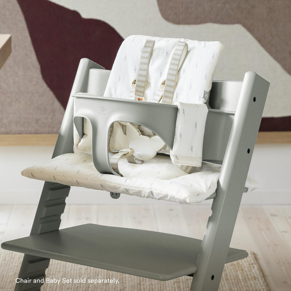 Stokke Tripp Trapp Cushion 2 Wheat Cream close-up showing OC fabric quality