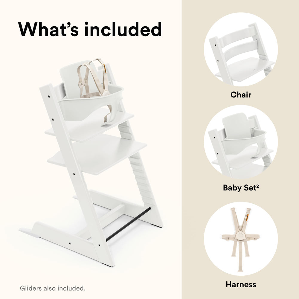 Stokke Tripp Trapp growth over time white showcases timeless design.