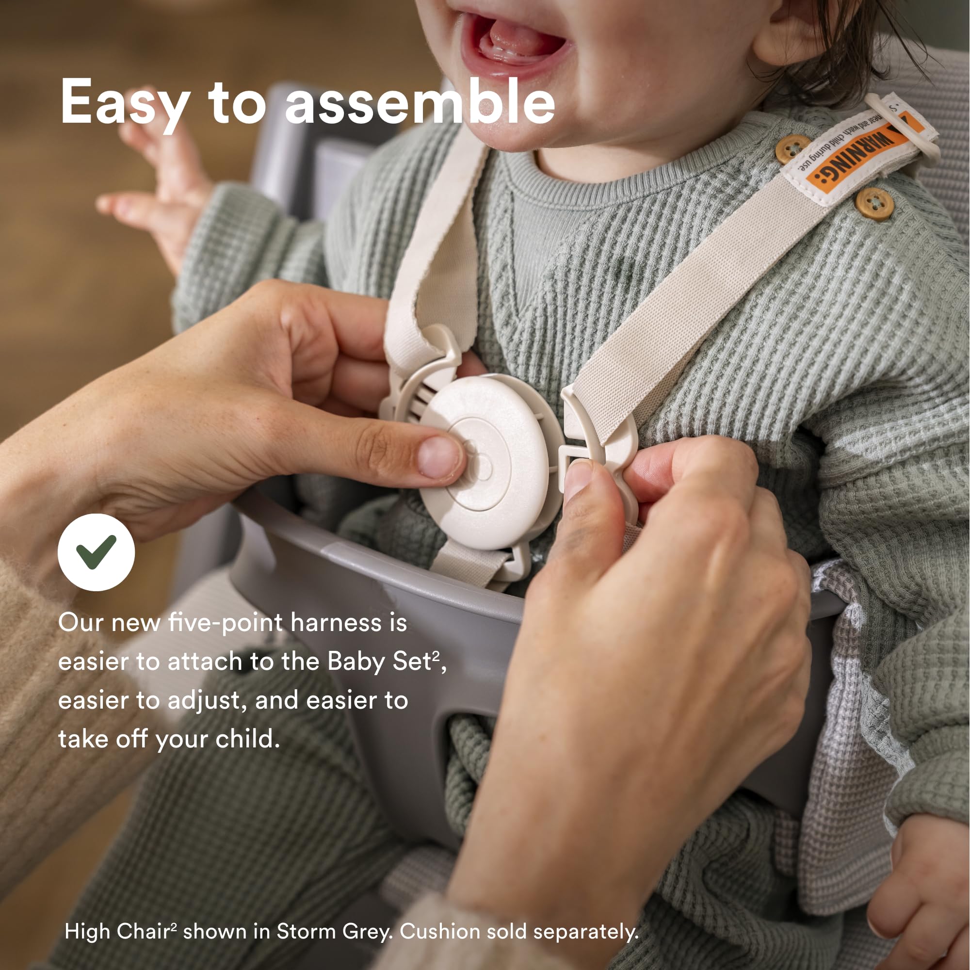 Stokke Tripp Trapp 2 whitewash close-up shows smooth finish and durable construction.