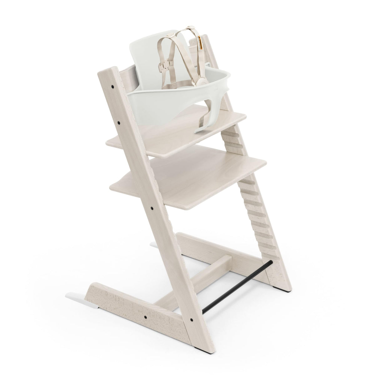 Stokke Tripp Trapp 2 whitewash front view promotes family dining.