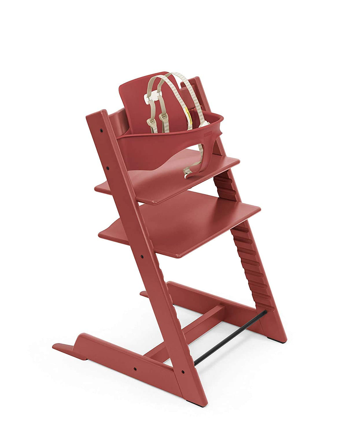 Stokke Tripp Trapp High Chair with Baby Set front view showing timeless wooden design for growing kids