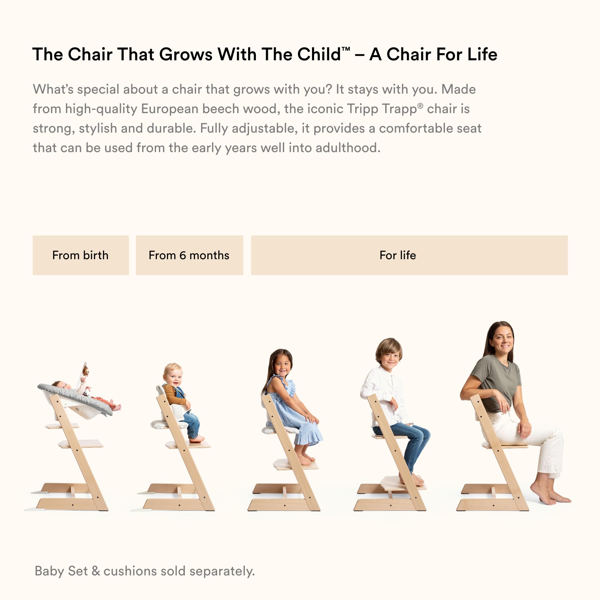 Stokke Tripp Trapp newborn set includes toy hanger for nearby play.