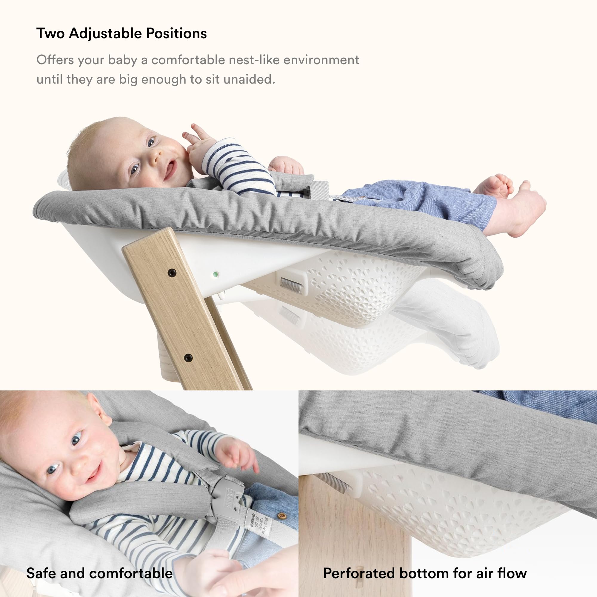 Stokke Tripp Trapp newborn textile set is machine washable and soft.