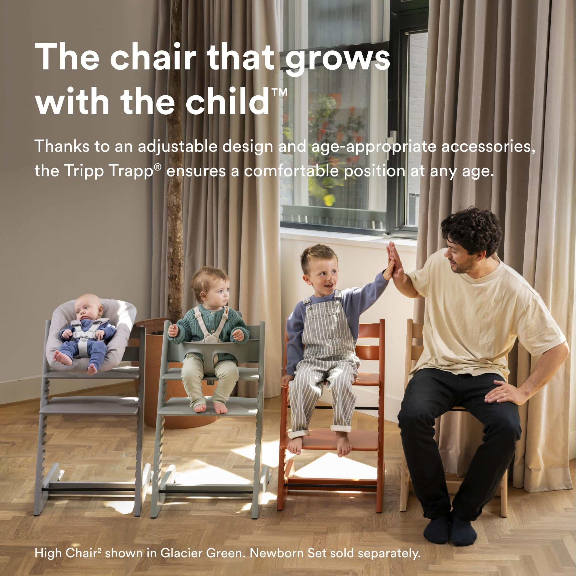 Stokke Tripp Trapp baby set storm grey with removable harness for toddlers