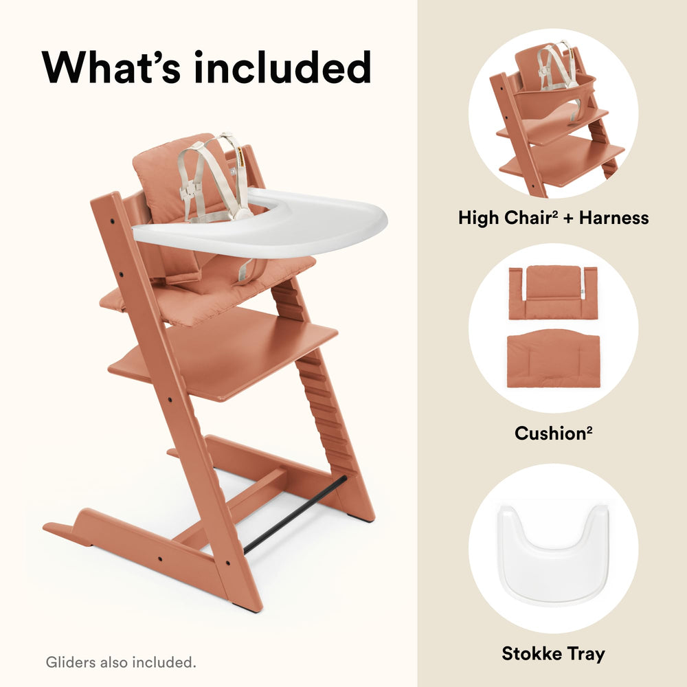 Stokke Tray White pairs with Baby Set 2 for meals and crafts.