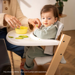 Stokke Tripp Trapp Tray Black on table, ideal for quick meals.