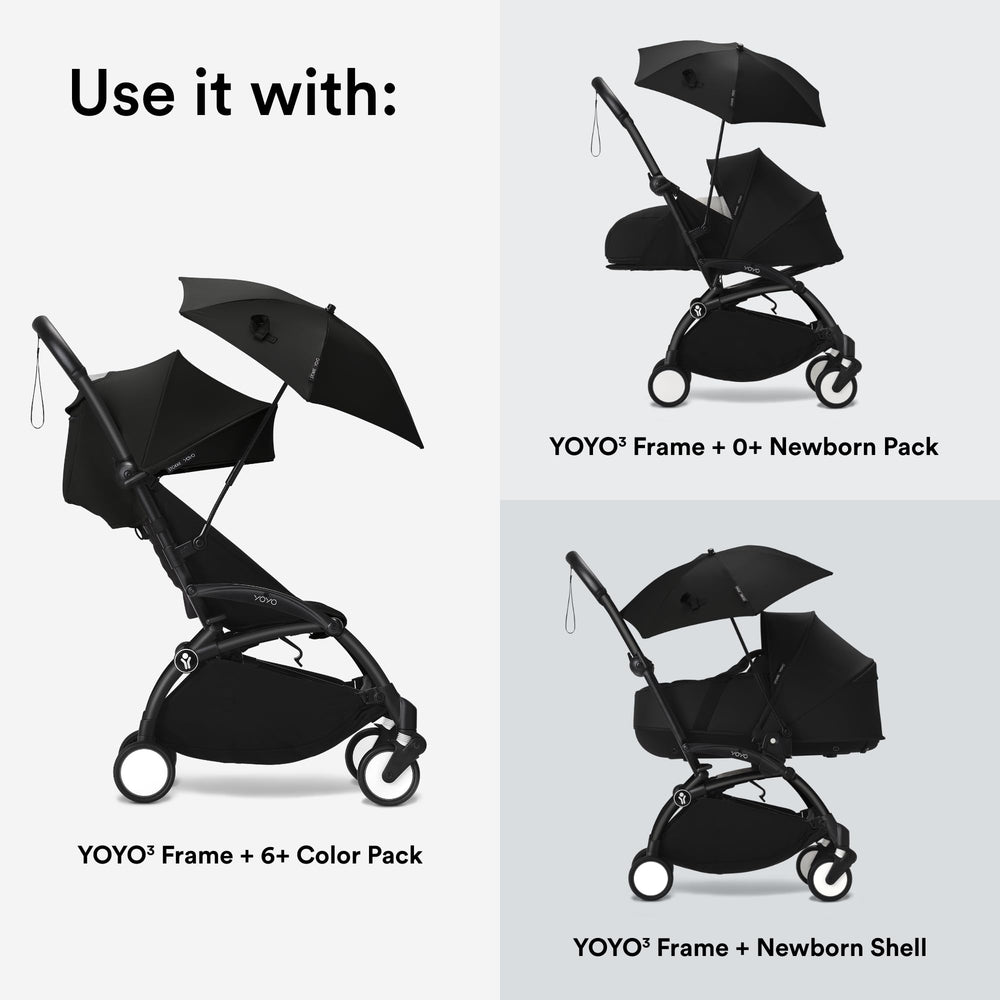 Parasol clipped to car seat for on-the-go shade during trips
