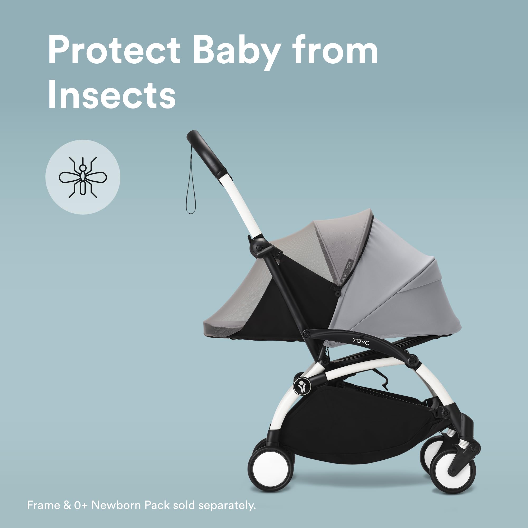 Stokke YOYO 0+ mosquito net quick attach demonstrates fast setup during outings