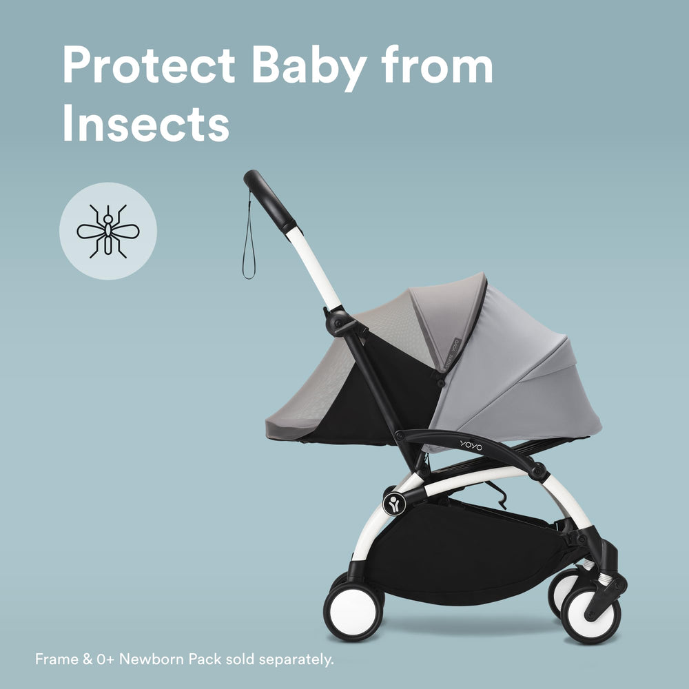 Stokke YOYO 0+ mosquito net quick attach demonstrates fast setup during outings