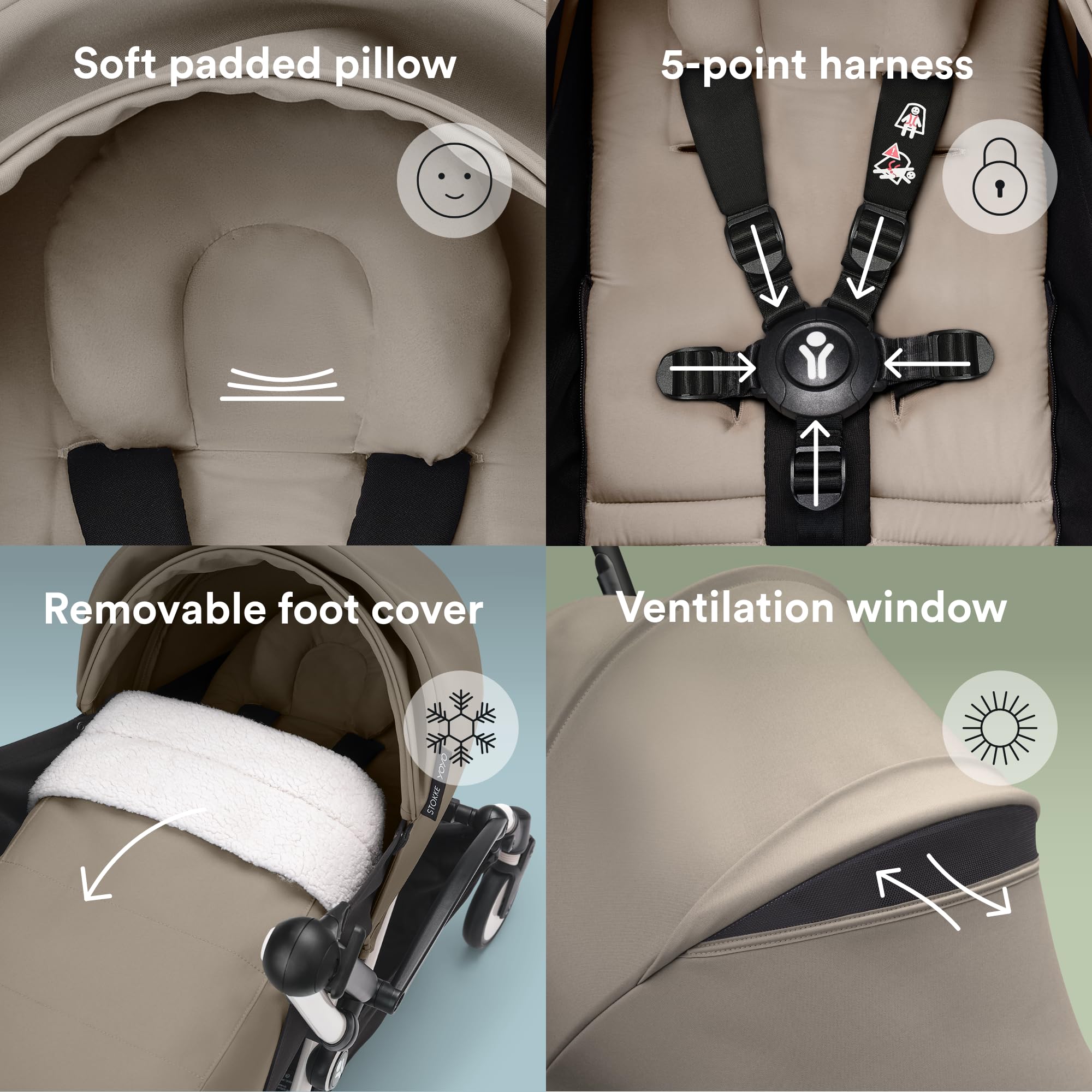Stokke YOYO 0+ newborn pack folds with frame for travel.