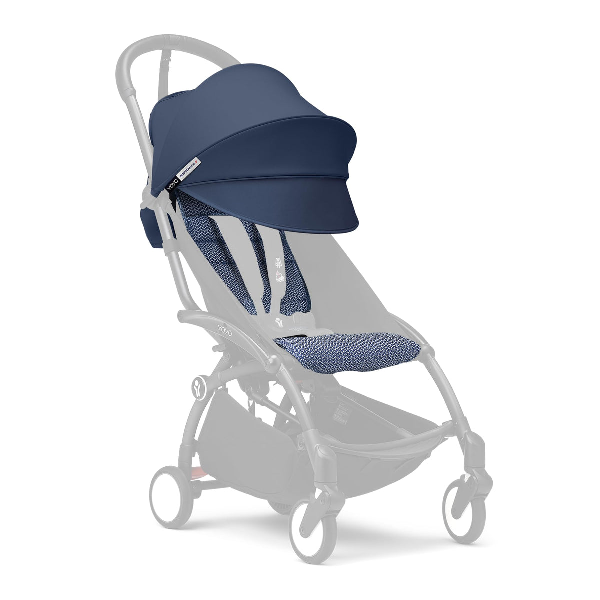 Stokke YOYO 6+ Air France Blue seat pad provides comfortable seating on the go