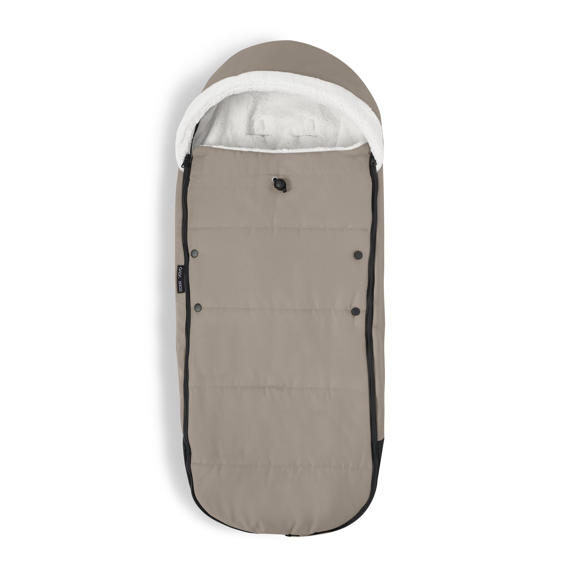 Stokke YOYO Footmuff taupe with sherpa lining for warmth during stroller rides