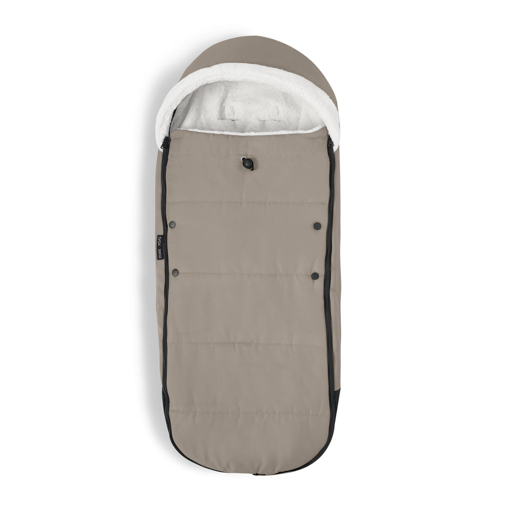 Stokke YOYO Footmuff taupe with sherpa lining for warmth during stroller rides