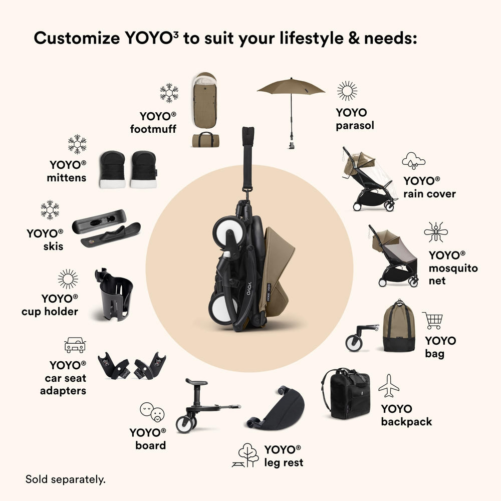 Stokke YOYO Footmuff Toffee includes carrying bag for easy storage.