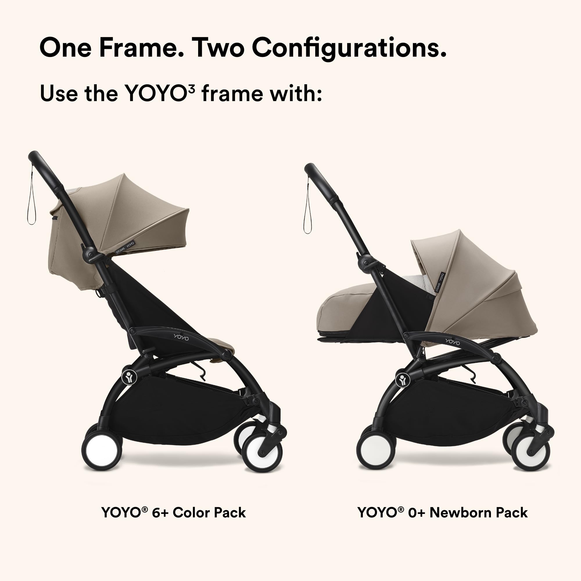 Stokke YOYO3 frame under-seat basket holds up to 22 lbs.