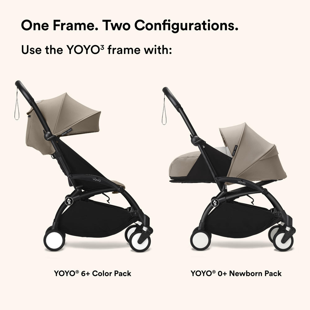 Stokke YOYO3 frame under-seat basket holds up to 22 lbs.