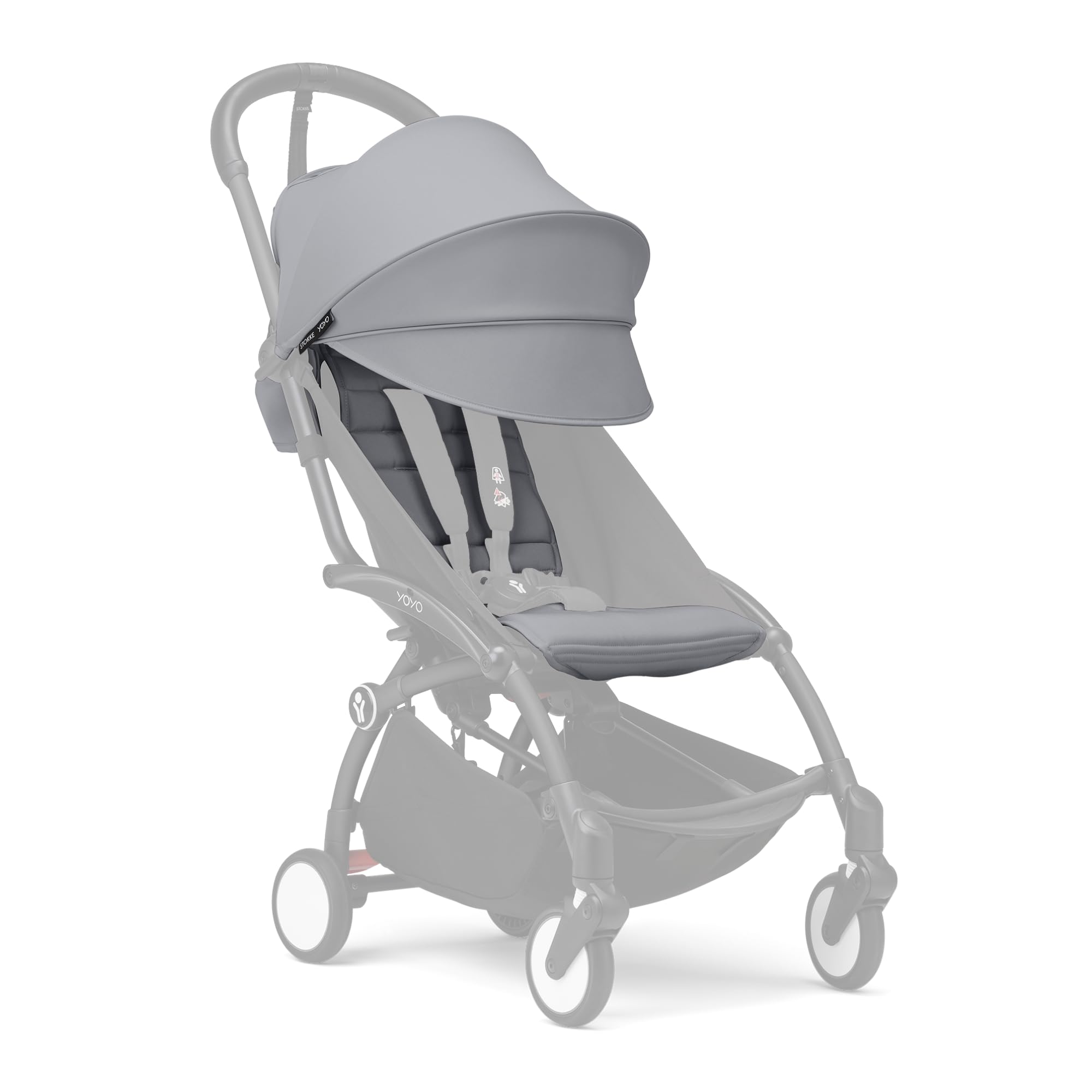 Stokke YOYO 6+ Stone seat pad offers extra comfort during urban strolls.