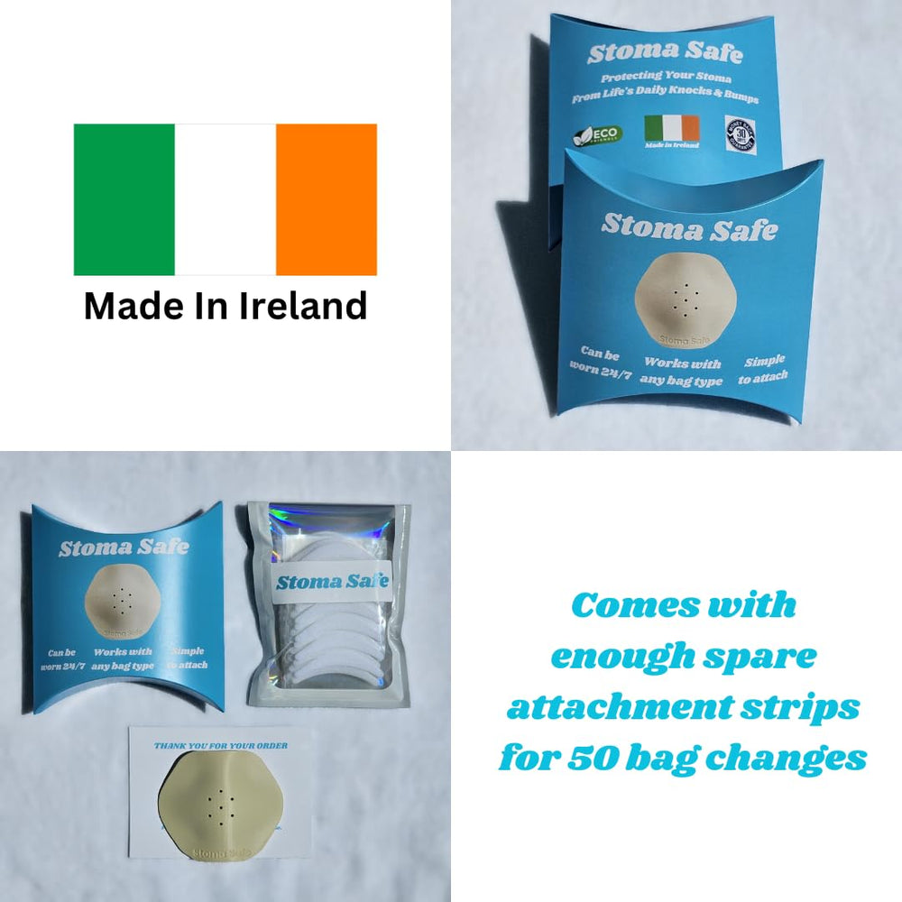 Stoma Safe reusable-easy-clean implies long-lasting, washable protection.