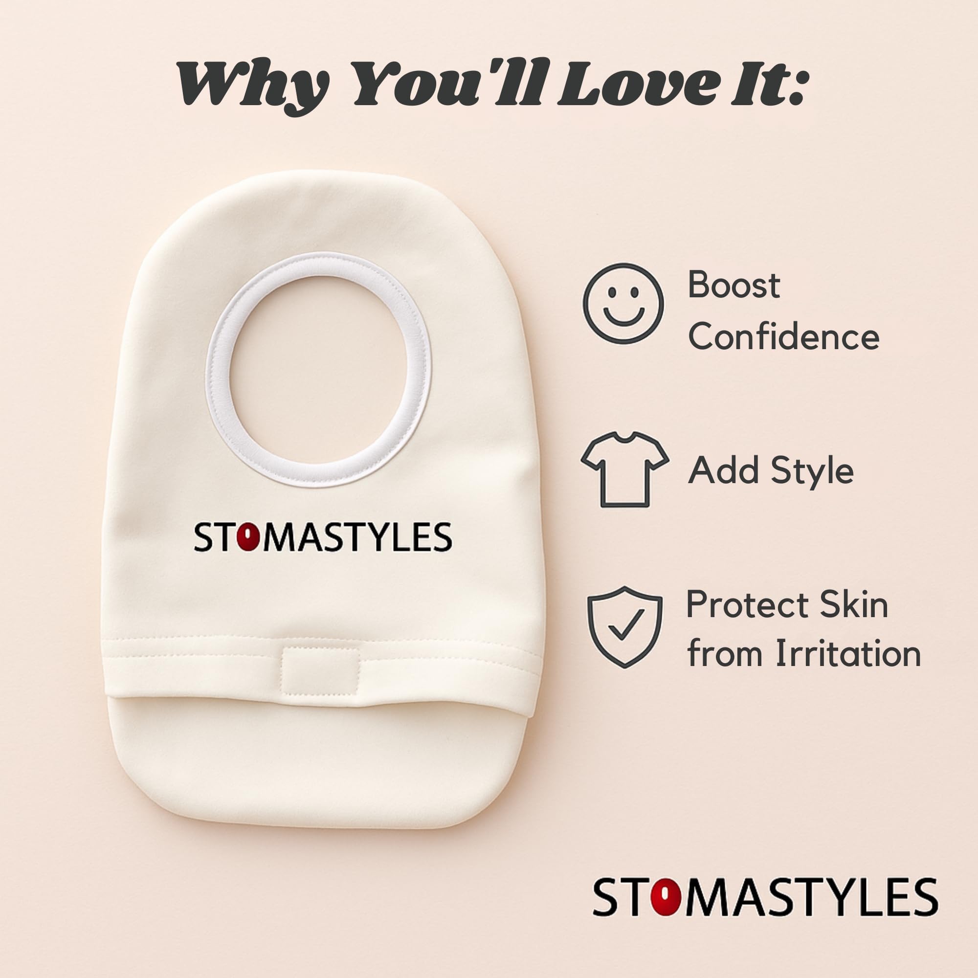 Stoma Styles Full of… ostomy bag cover is machine washable at 30°C for simple cleaning.