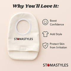 Stoma Styles No Colon Still Rollin bag cover open-bottom design for easy emptying.