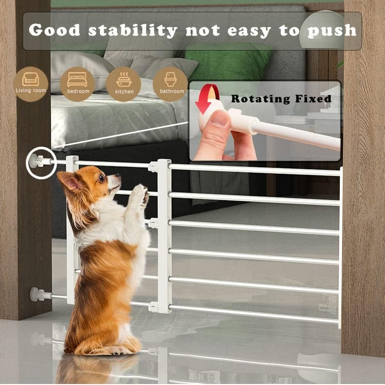 Stoneglow pressure-mount puppy gate secures spaces without tools.