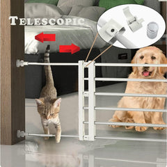 Stoneglow step-over dog gate in white facilitates easy human passage.