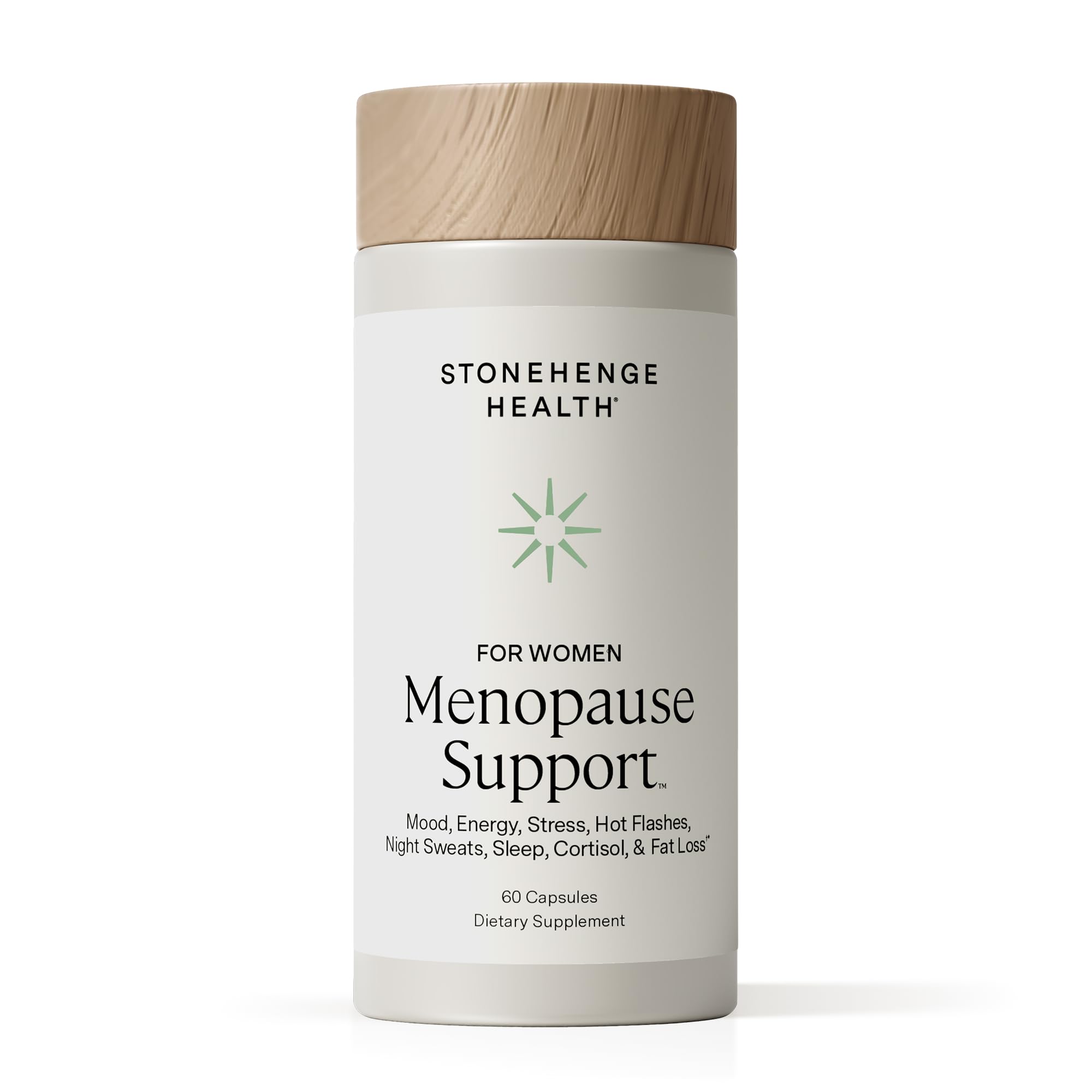 Stonehenge Health menopause bottle on white background, stress support.