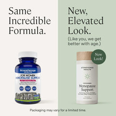 Stonehenge Health menopause capsules shown for energy and sleep support.