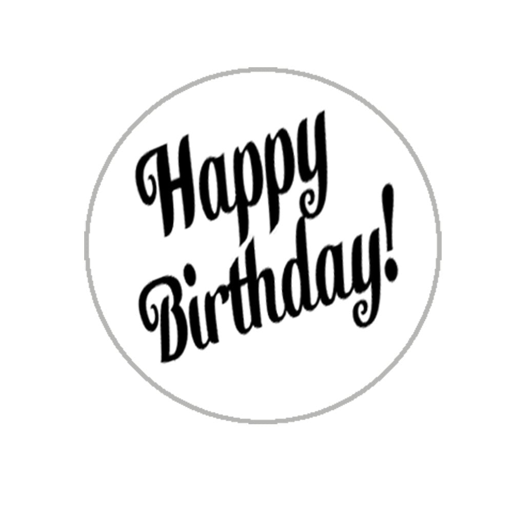 Stonehouse Happy Birthday stickers with self-adhesive backs for mess-free application.