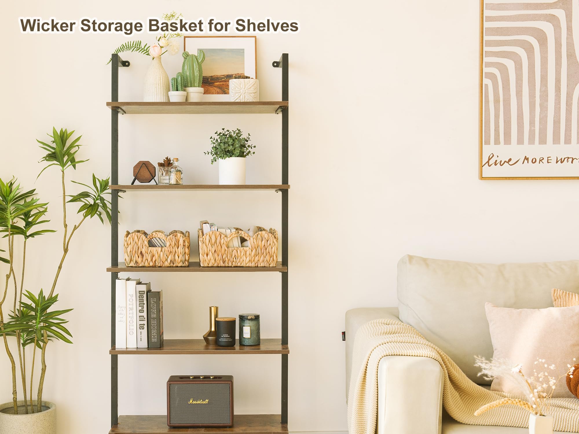 StorageWorks scalloped wicker basket bathroom organization helps keep essentials tidy.