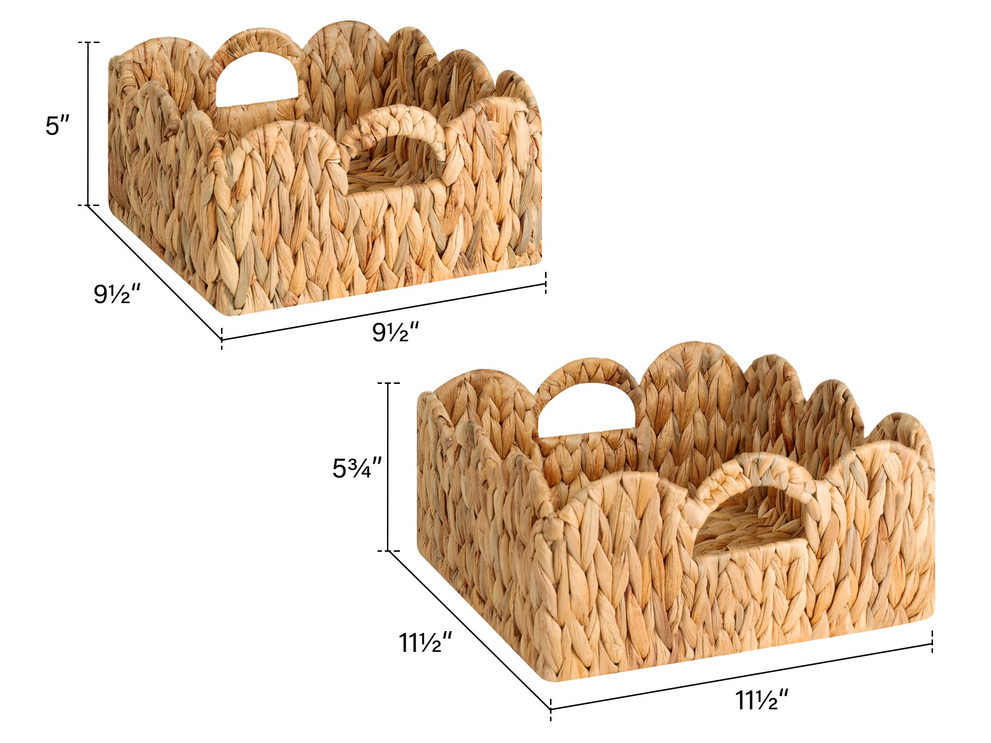 StorageWorks scalloped wicker basket built-in handles offer easy portability for everyday use.