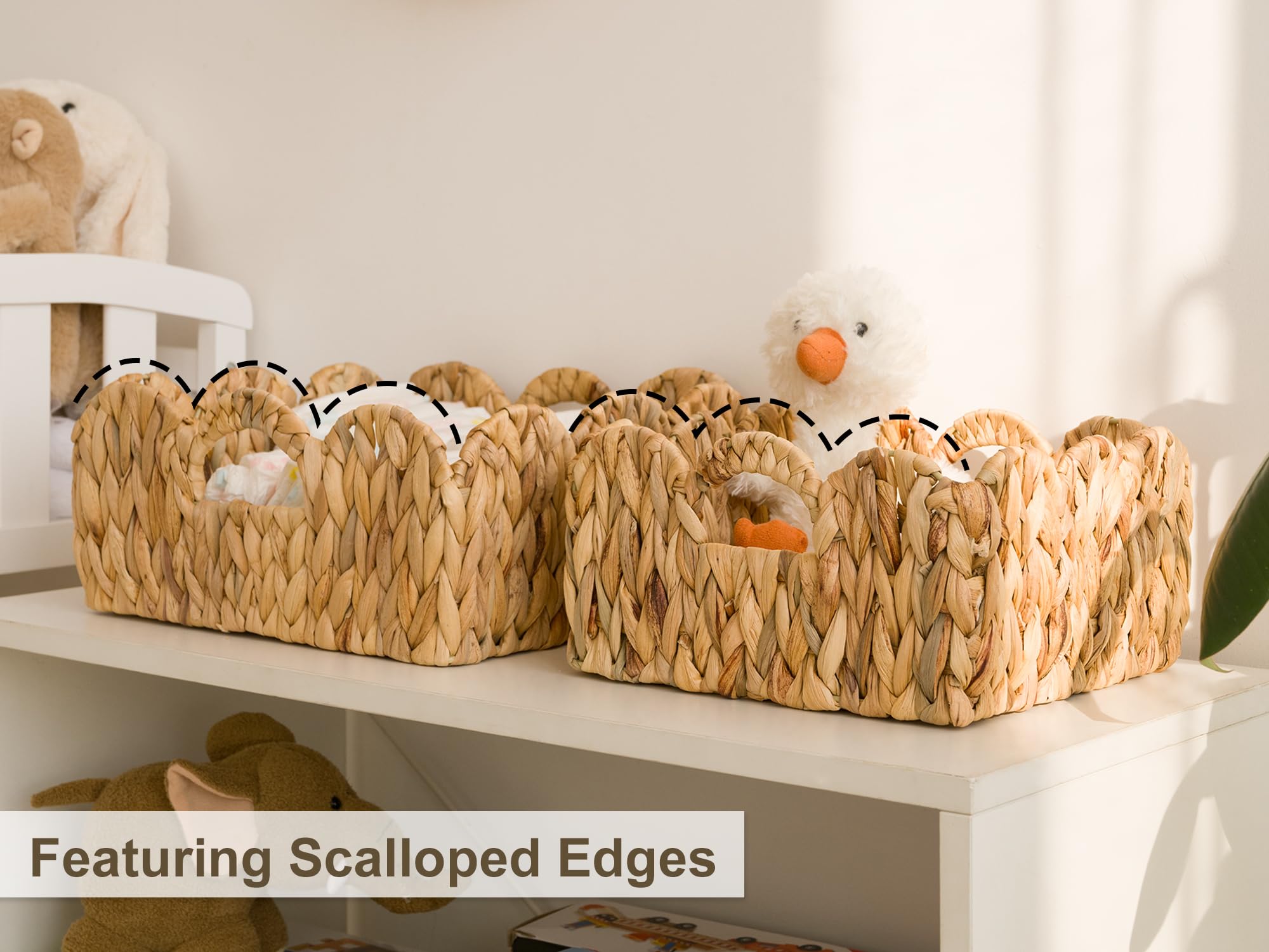 StorageWorks scalloped wicker basket small size ideal for bathroom vanity essentials.