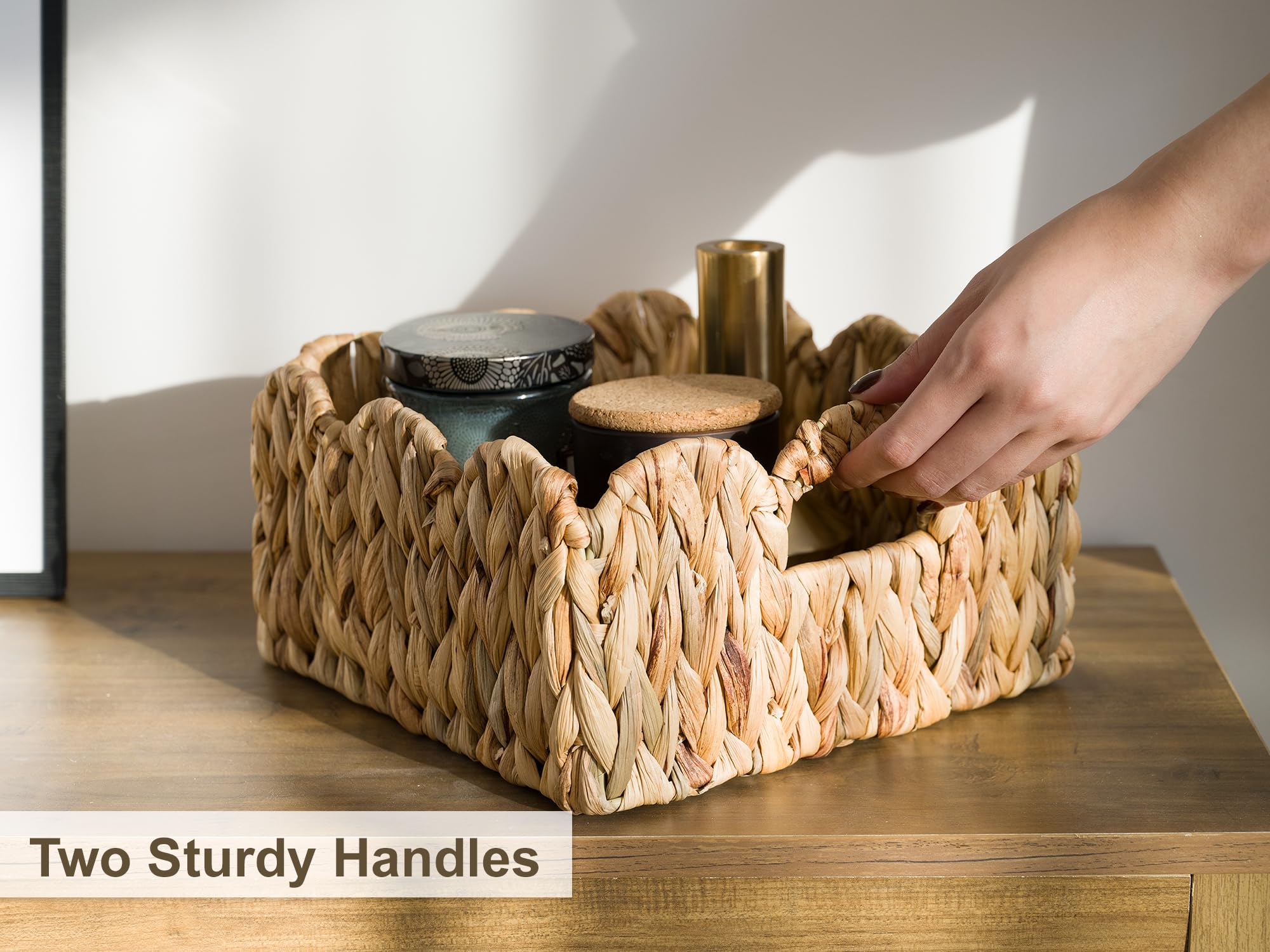 StorageWorks scalloped wicker basket top edge detail highlights decorative profile for living spaces.