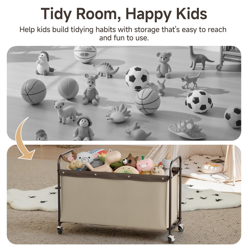 StorageWorks 135L toy chest, spacious storage for blankets, plush toys, and gear.