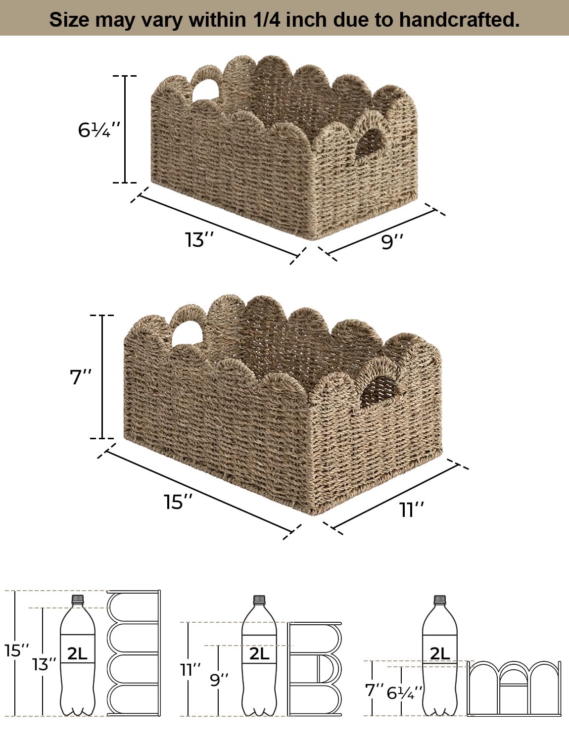 StorageWorks hand-woven seagrass basket highlights natural texture and sturdy construction for daily use.