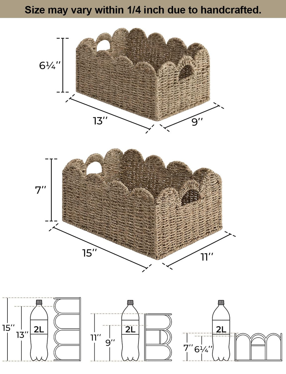 StorageWorks hand-woven seagrass basket highlights natural texture and sturdy construction for daily use.