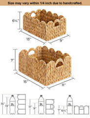 StorageWorks handwoven water hyacinth basket with scalloped edge for natural decor and easy organization.