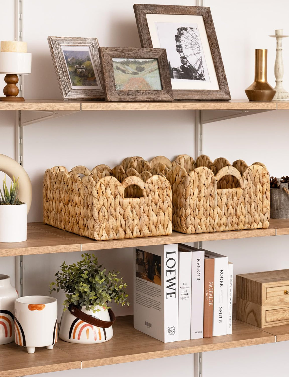 StorageWorks neutral toned wicker basket blends with decor while storing magazines or toys.