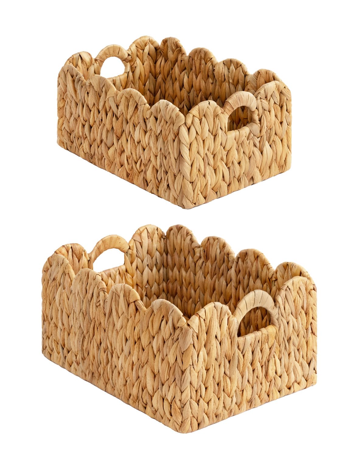 StorageWorks scalloped edge wicker basket 2-pack for stylish storage and organization.