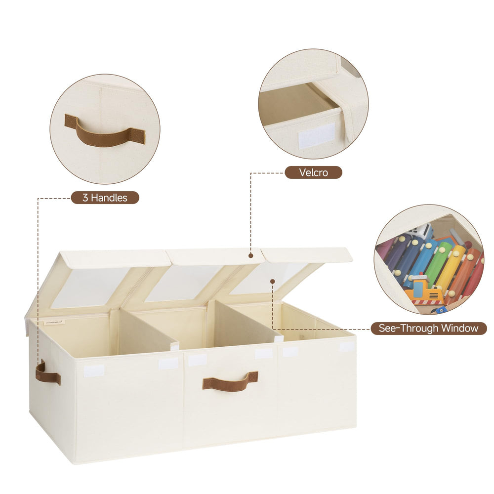 StorageWorks toy bin reinforced handles provide comfortable carrying