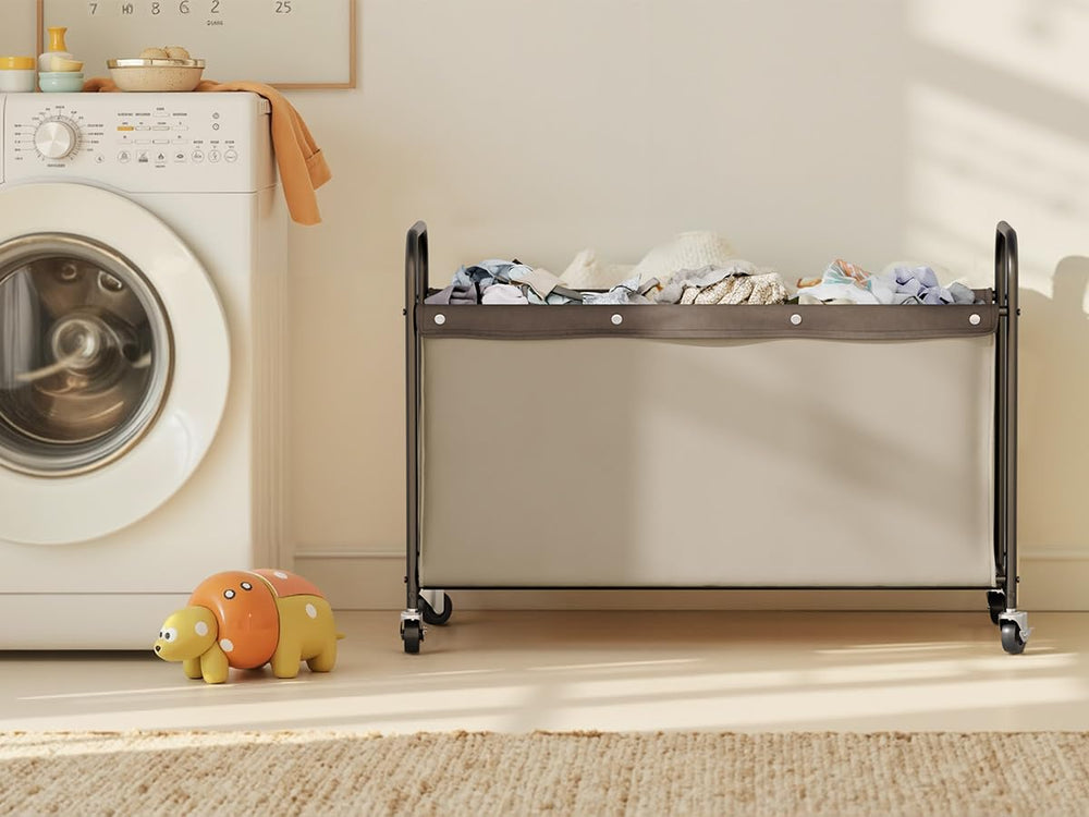 StorageWorks toy chest with metal frame, durable construction for busy families.