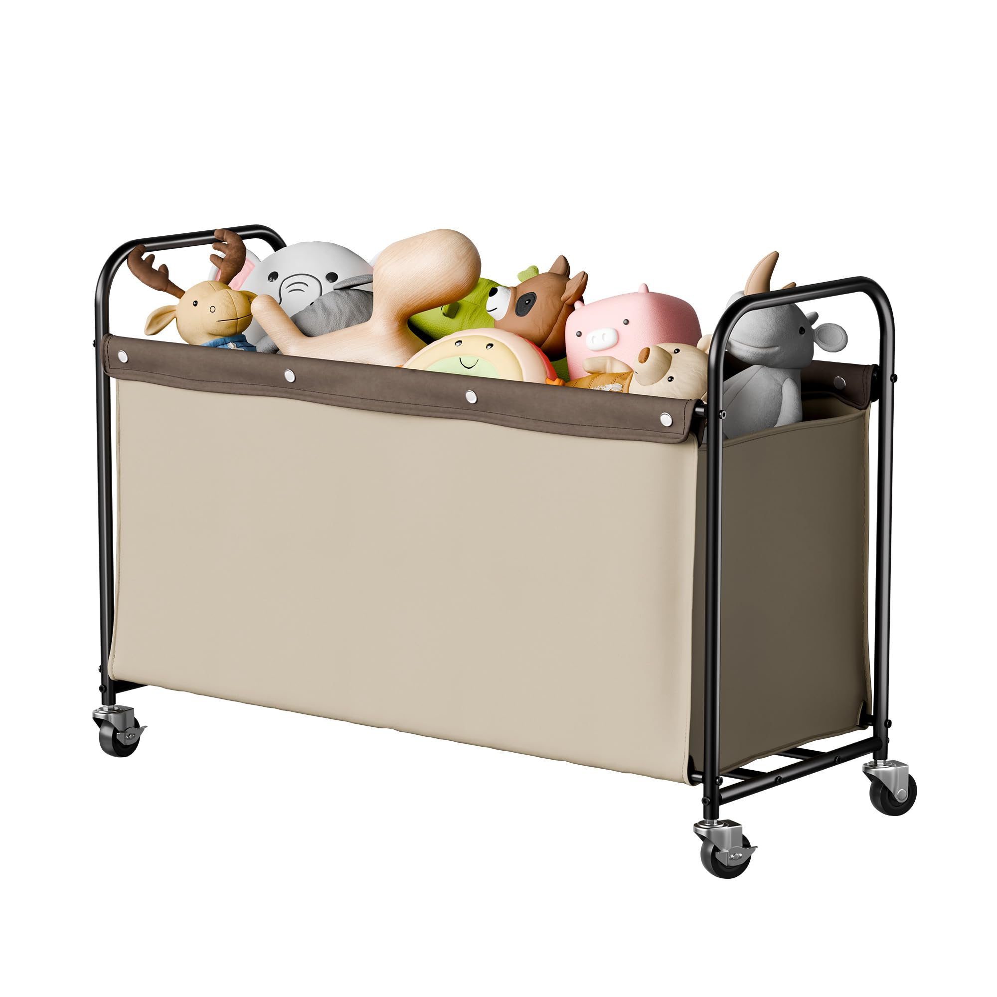 StorageWorks toy chest with wheels, side view, ideal for organized playrooms.