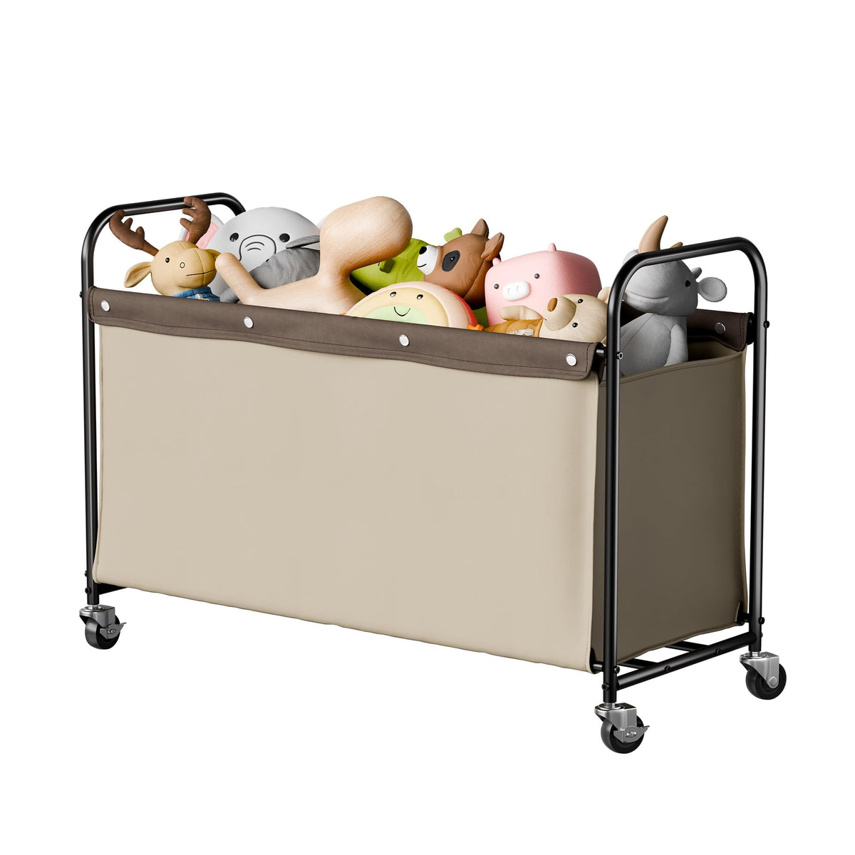 StorageWorks toy chest with wheels, side view, ideal for organized playrooms.