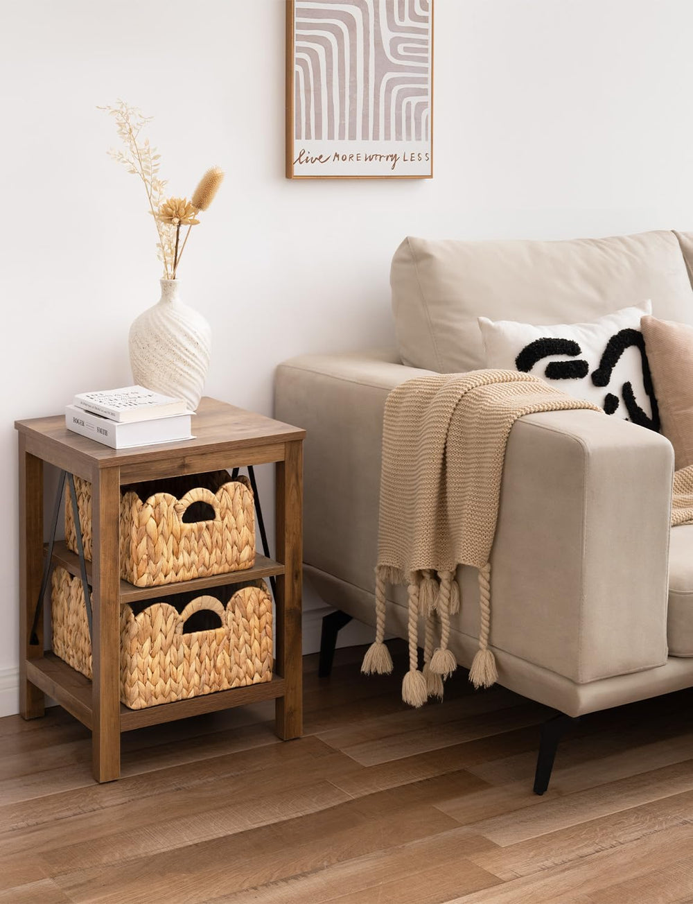 StorageWorks two-size set improves organization with versatile small and medium baskets.