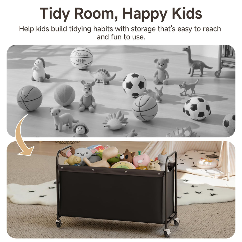 StorageWorks Toy Chest with Wheels, versatile in bedroom and living room setups.