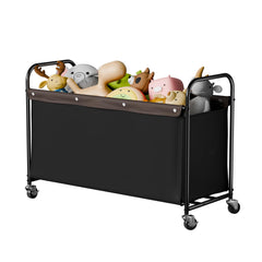 StorageWorks Toy Chest with Wheels, side view highlighting 135L capacity for easy bedroom organization.